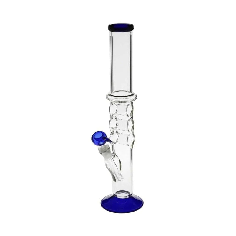 Water Pipe | Knuckler Straight Glass Water Pipe | 18" - 19mm - Various Trim Colors Glass Bong Biohazard Inc Blue  