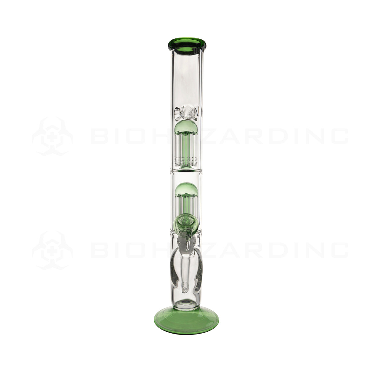 Water Pipe | Double Chamber Tree Percolator Straight Water Pipe | 20" - 14mm - Green Glass Bong Biohazard Inc   