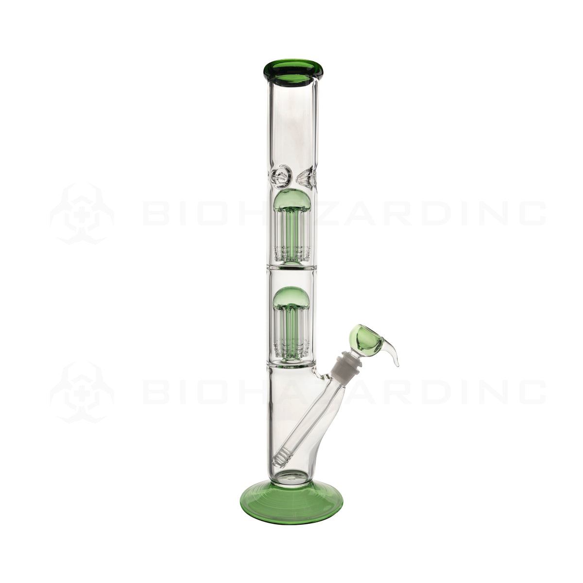 Water Pipe | Double Chamber Tree Percolator Straight Water Pipe | 20" - 14mm - Green Glass Bong Biohazard Inc   