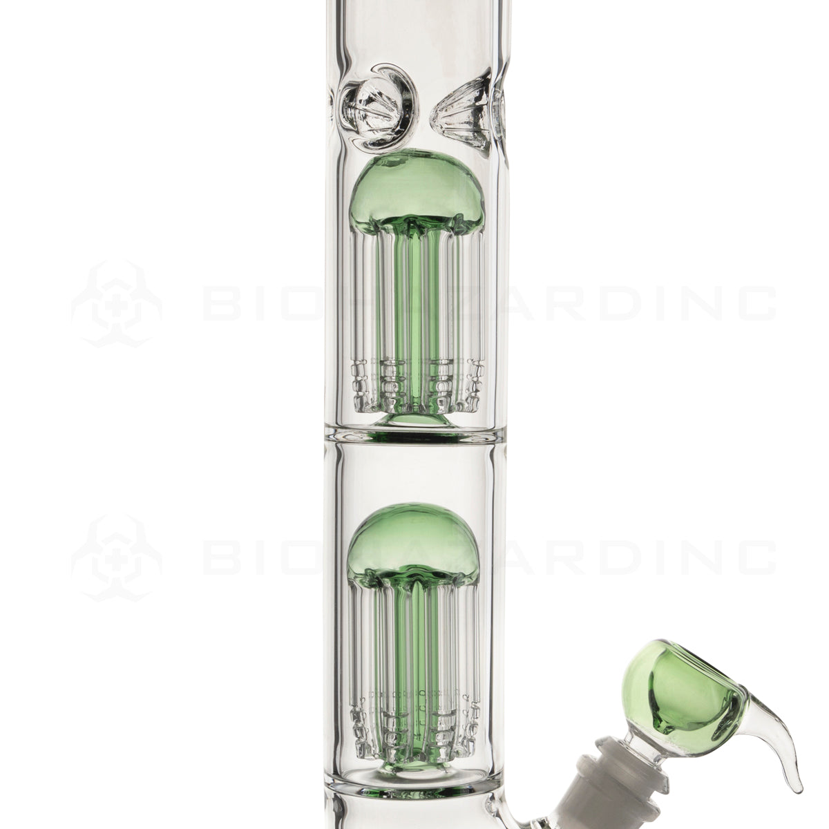 Water Pipe | Double Chamber Tree Percolator Straight Water Pipe | 20" - 14mm - Green Glass Bong Biohazard Inc   