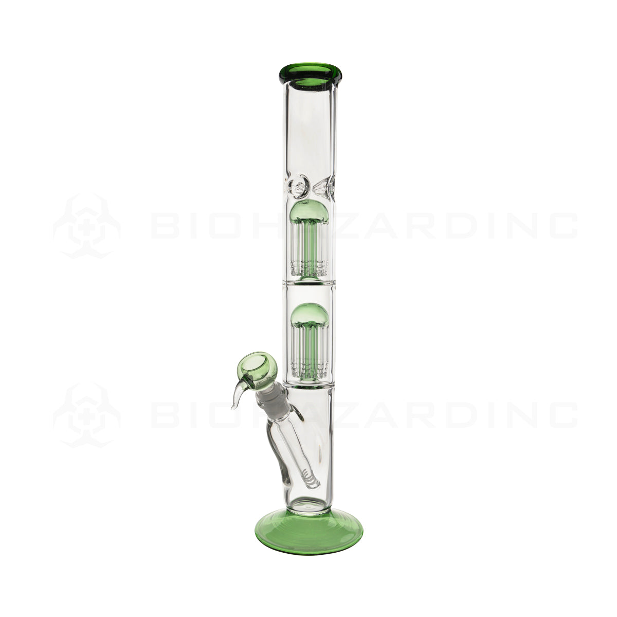 Water Pipe | Double Chamber Tree Percolator Straight Water Pipe | 20" - 14mm - Green Glass Bong Biohazard Inc   