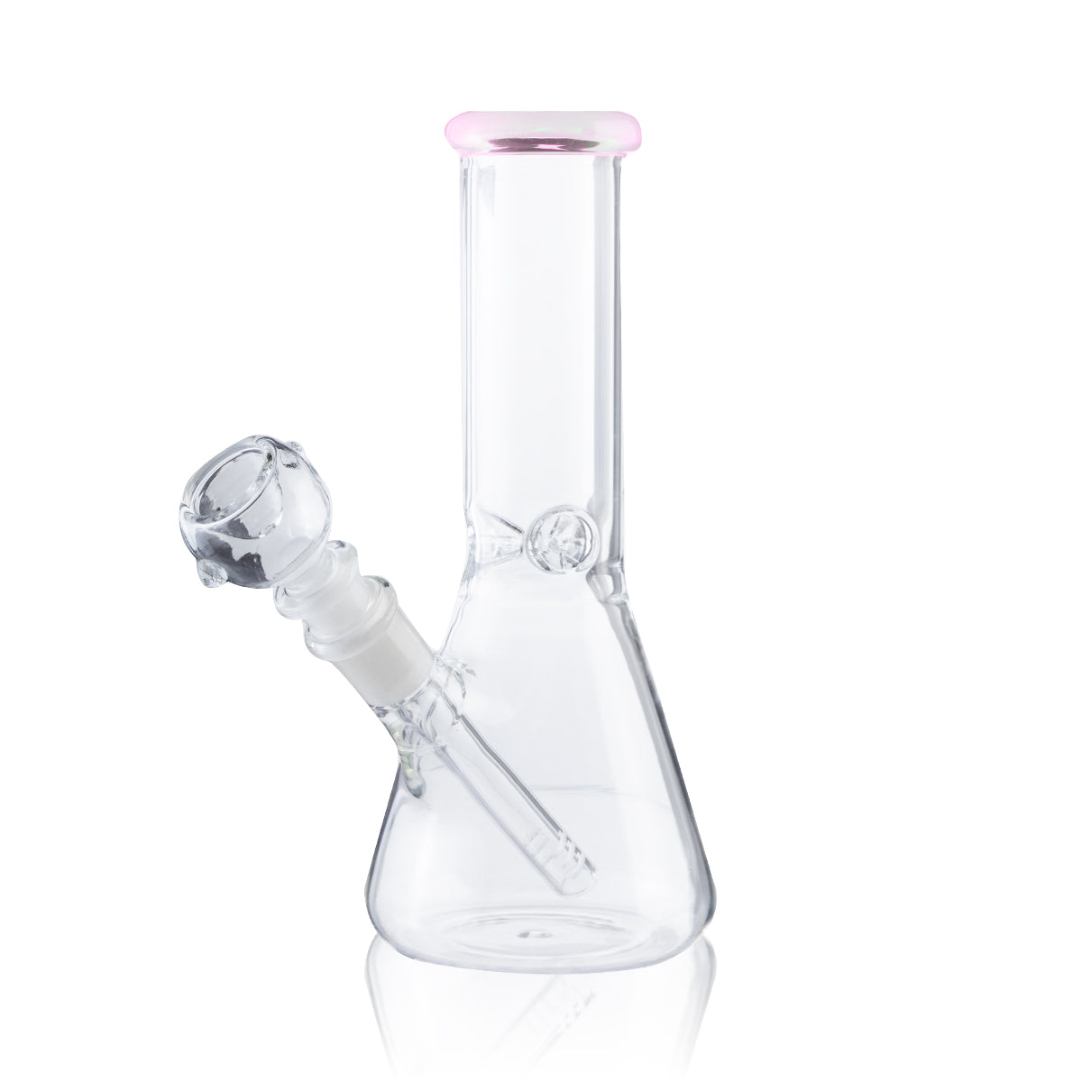 Water Pipe | Beaker Water Pipe w/ Ice Pokes | 8" - 14mm - Various Colors Bong Biohazard Inc Pink  