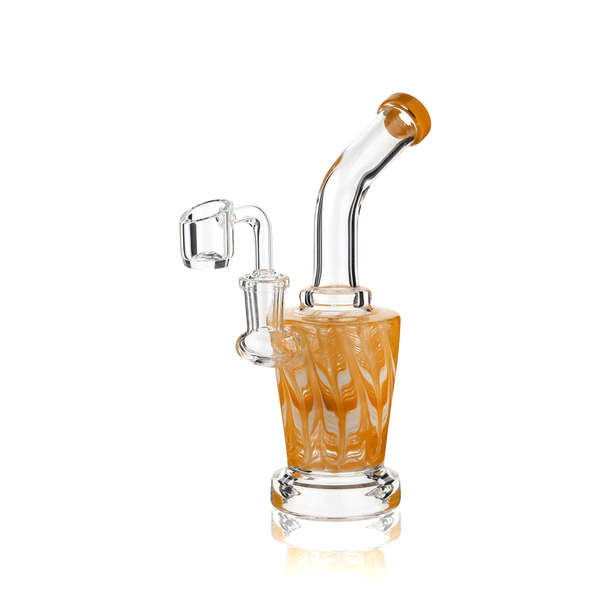 Wrap & Rake | Bent Neck Tapered Glass Water Pipe | 6" - 14mm - Various Colors Glass Dab Rig Biohazard Inc   