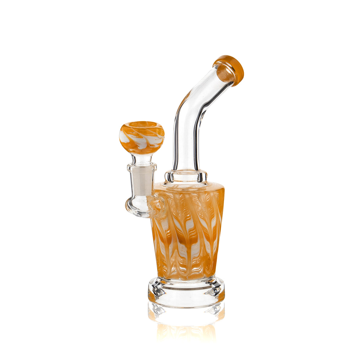 Wrap & Rake | Bent Neck Tapered Glass Water Pipe | 6" - 14mm - Various Colors Glass Dab Rig Biohazard Inc   