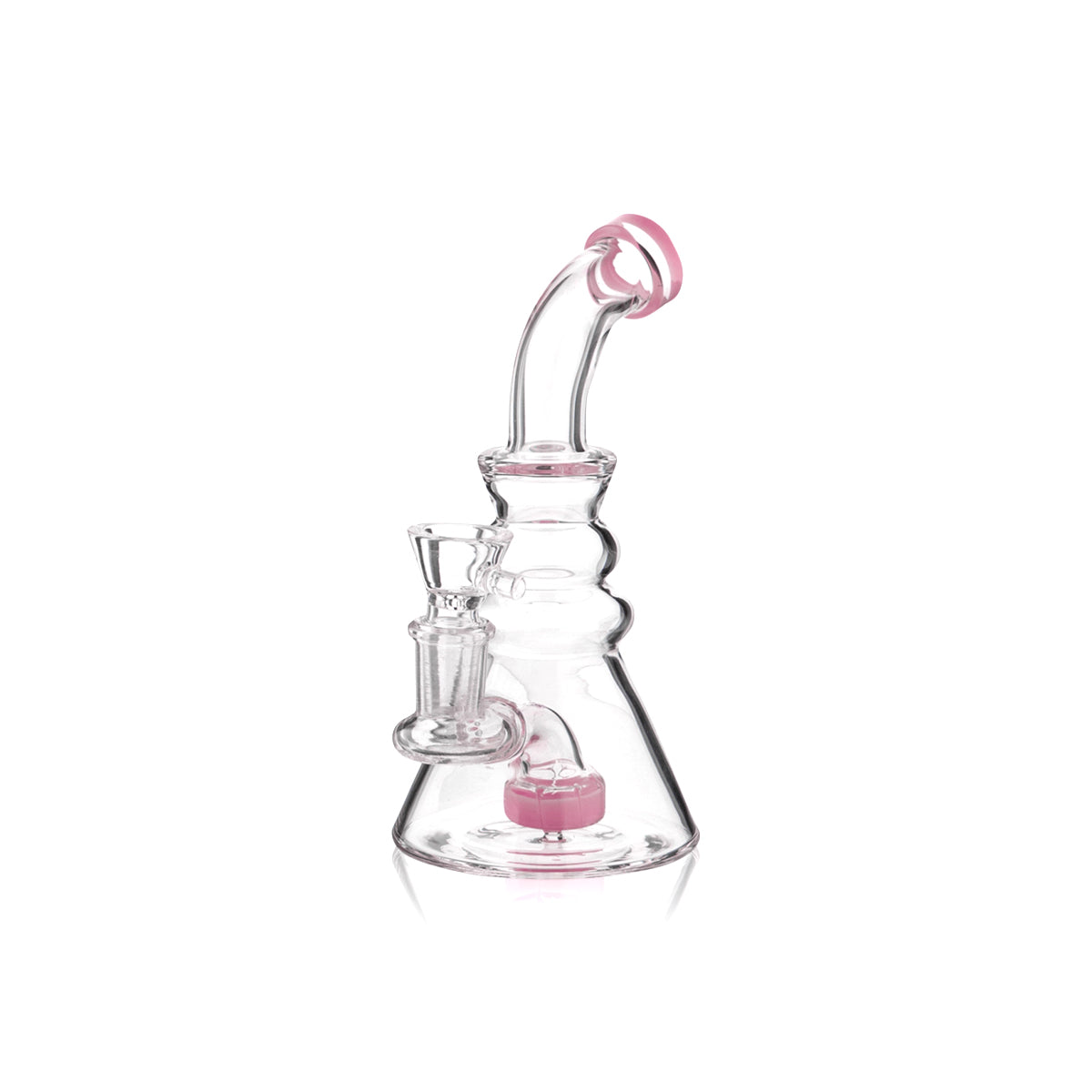 Water Pipe | Mini Beaker Slyme Trim Water Pipe | 6" - 14mm - Various Colors Dab Rig Biohazard Inc Pink  