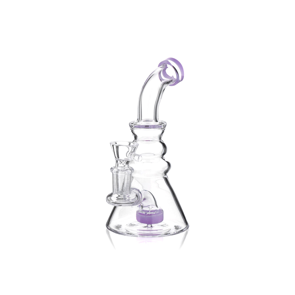 Water Pipe | Mini Beaker Slyme Trim Water Pipe | 6" - 14mm - Various Colors Dab Rig Biohazard Inc Purple  