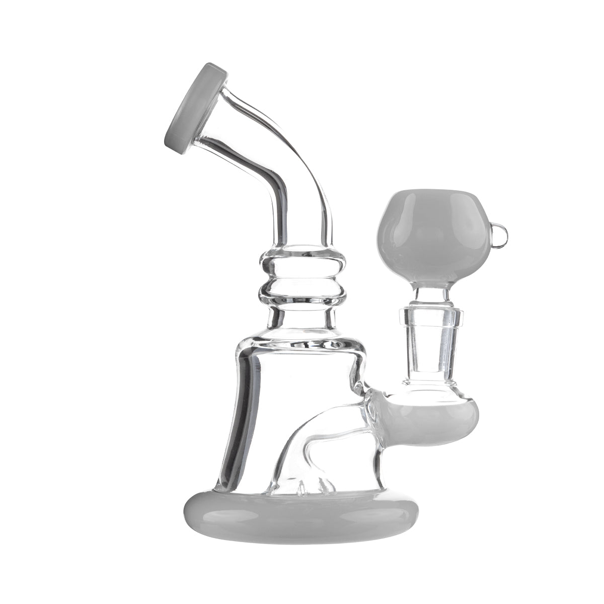 Water Pipe | Compact Round Base Water Pipe w/ Color Trim | 6" - 14mm - Various Colors Glass Dab Rig Biohazard Inc   