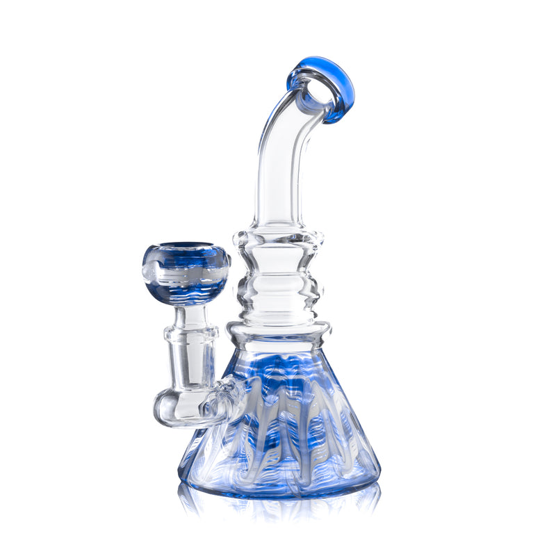 Wrap & Rake | Triple Rim Water Pipe | 6" - 14mm - Various Colors Glass Bong Biohazard Inc Blue  
