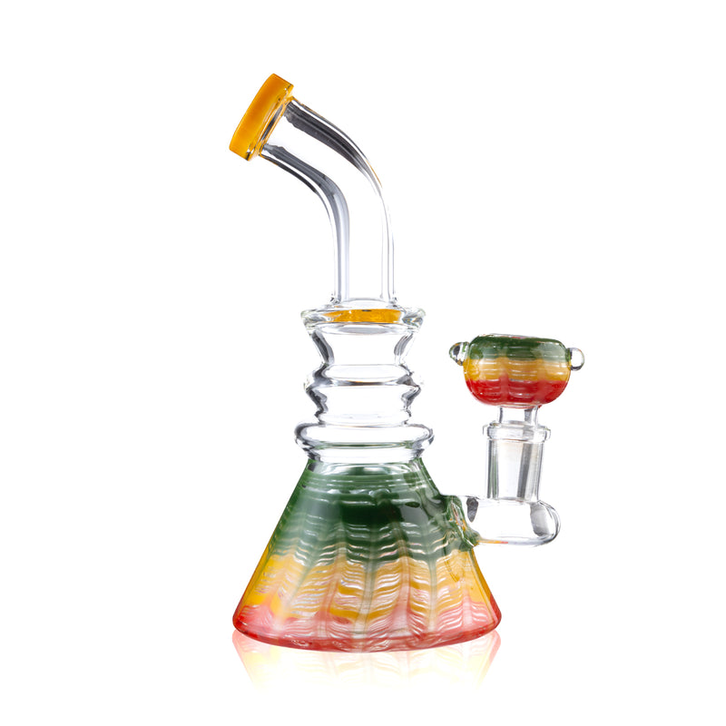 Wrap & Rake | Triple Rim Water Pipe | 6" - 14mm - Various Colors Glass Bong Biohazard Inc   