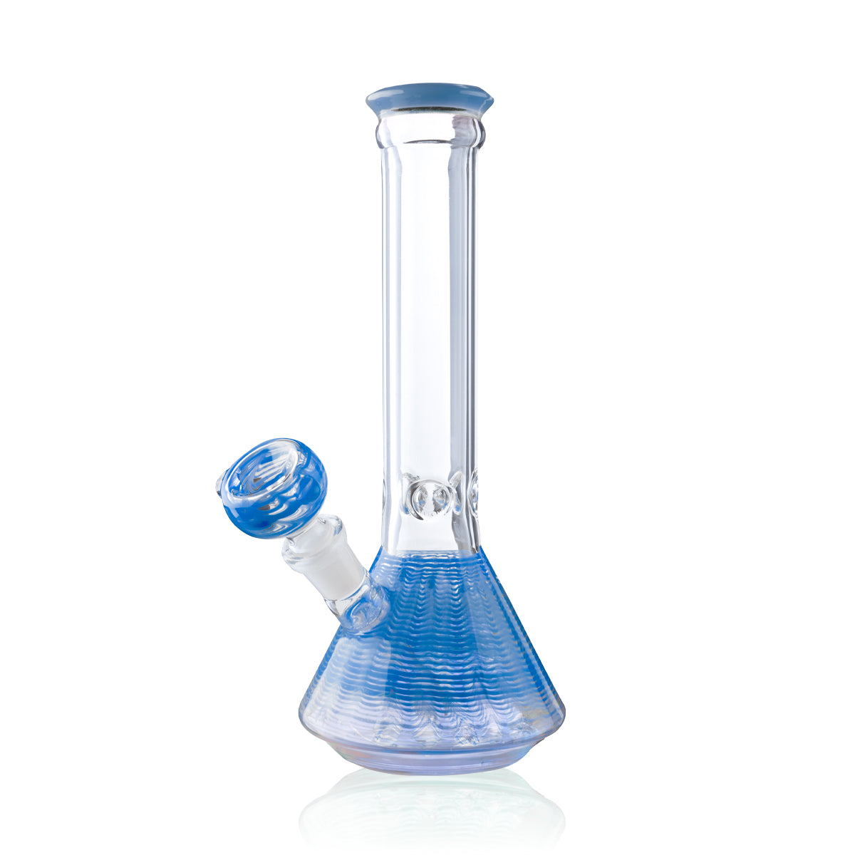 Wrap & Rake | Color Rim Beaker Water Pipe | 8" - 14mm - Various Colors Glass Bong Biohazard Inc Blue  