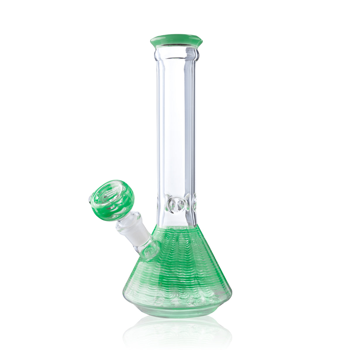 Wrap & Rake | Color Rim Beaker Water Pipe | 8" - 14mm - Various Colors Glass Bong Biohazard Inc Green  