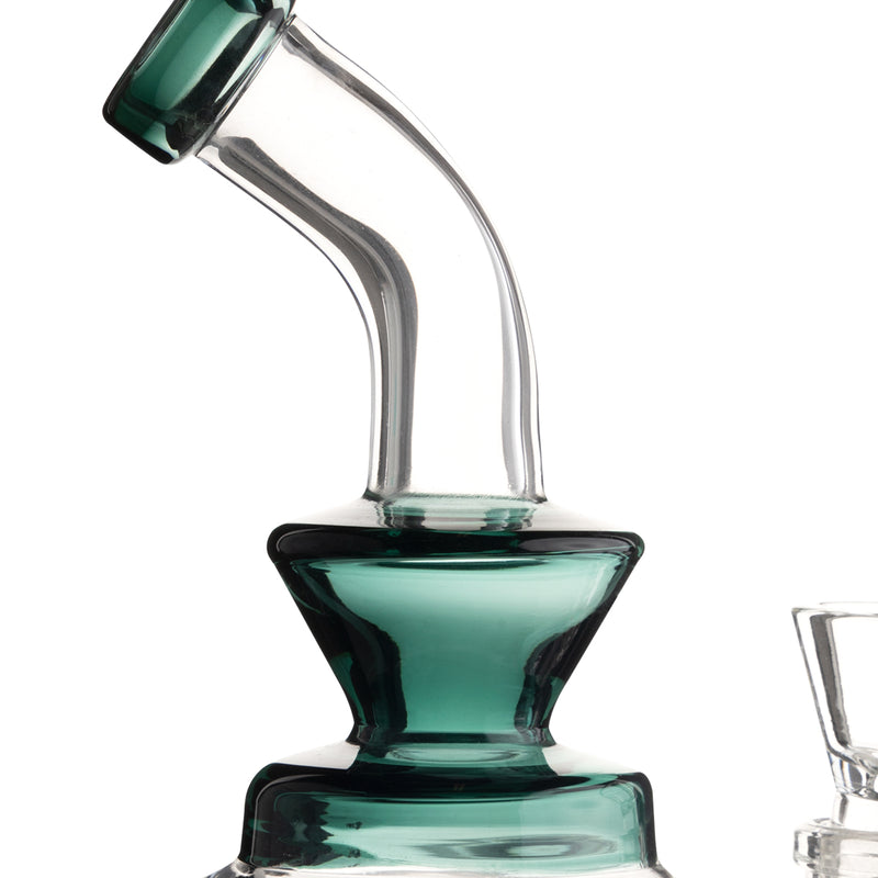 Water Pipe | Showerhead Percolator Bent Neck Water Pipe | 6" - 14mm - Various Colors Glass Dab Rig Biohazard Inc   