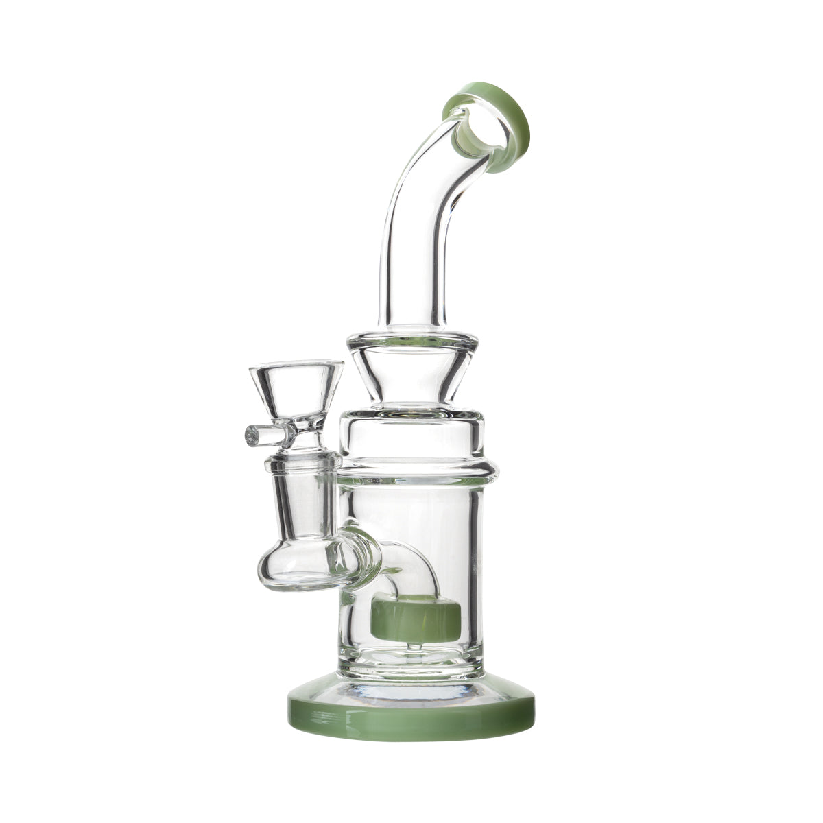 Dab Rig | Showerhead Percolator Stemless Water Pipe | 6.5" - 14mm - Various Colors Glass Bong Biohazard Inc Green  