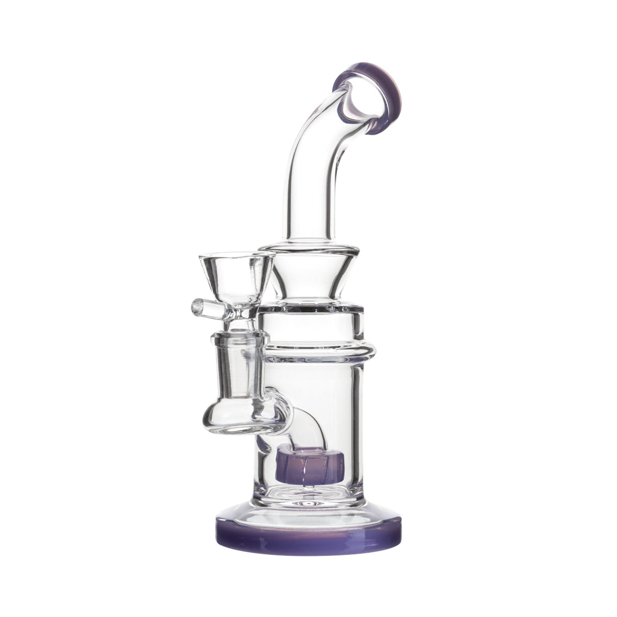 Dab Rig | Showerhead Percolator Stemless Water Pipe | 6.5" - 14mm - Various Colors Glass Bong Biohazard Inc Purple  