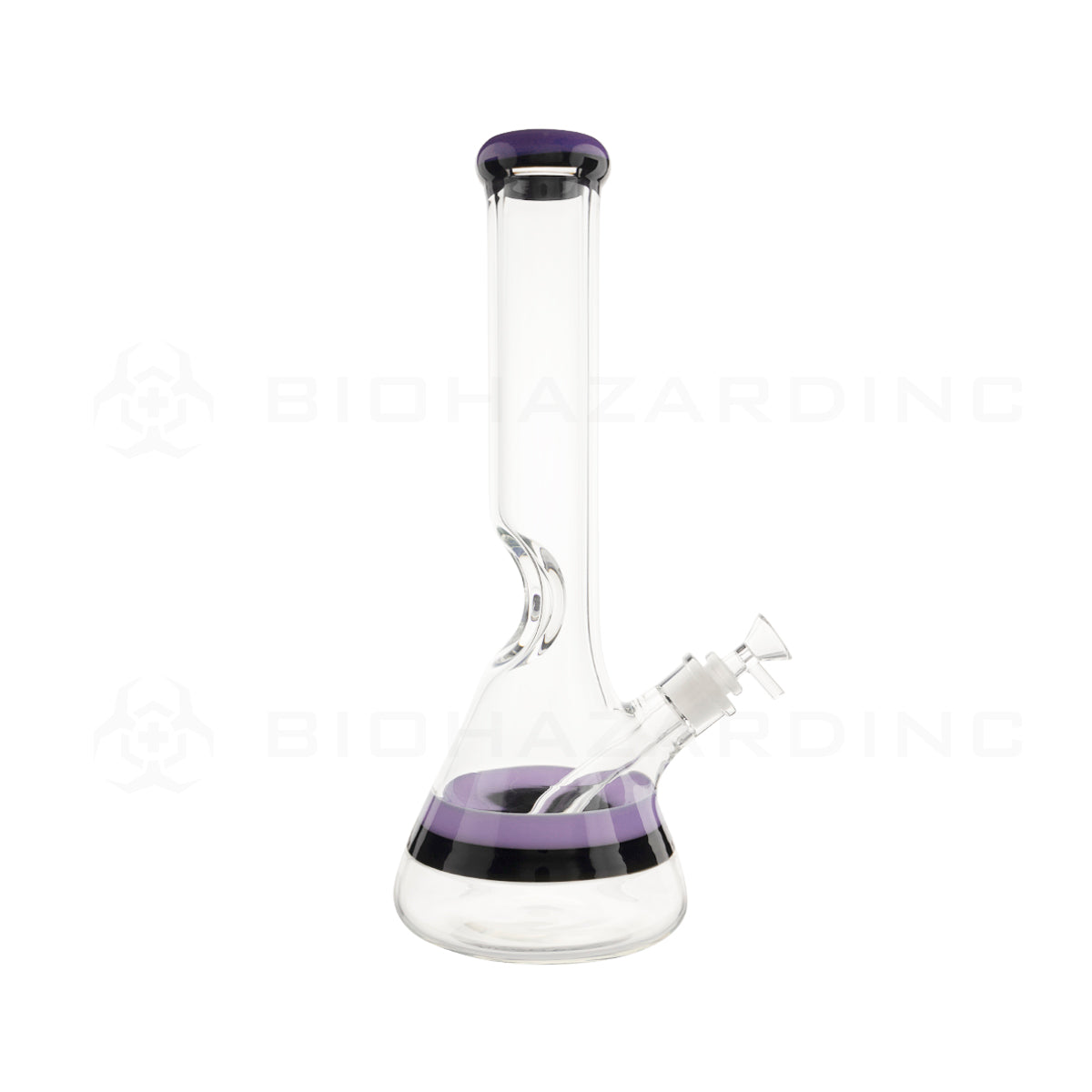 Water Pipe | Classic Beaker Water Pipe w/ Black Stripe | 14" - Glass - Various Colors Glass Bong Biohazard Inc   