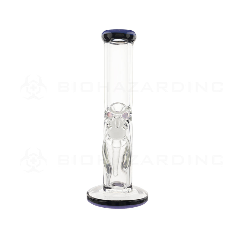 Water Pipe | Classic Straight Water Pipe w/ Black Stripe | 12" - Glass - Various Colors Glass Bong Biohazard Inc   