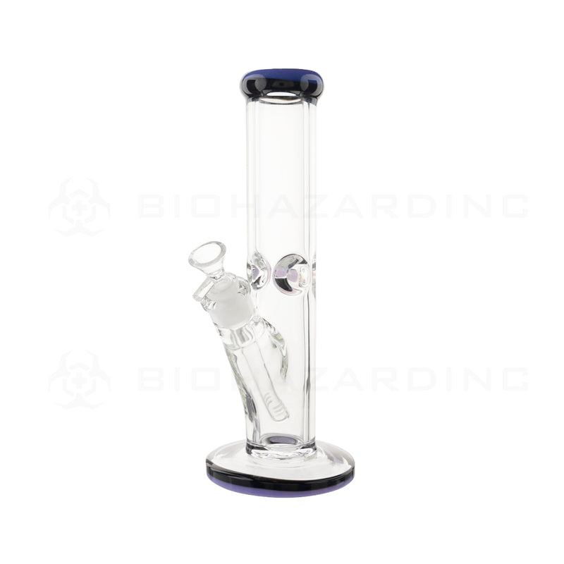 Water Pipe | Classic Straight Water Pipe w/ Black Stripe | 12" - Glass - Various Colors Glass Bong Biohazard Inc Purple  