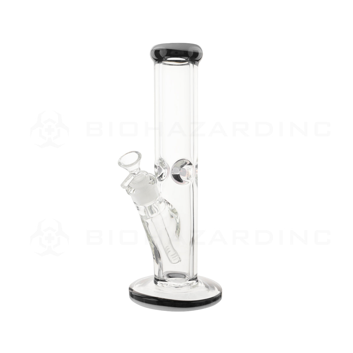 Water Pipe | Classic Straight Water Pipe w/ Black Stripe | 12" - Glass - Various Colors Glass Bong Biohazard Inc White  
