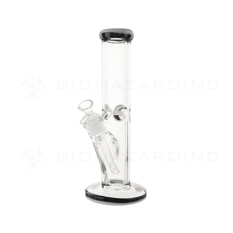 Water Pipe | Classic Straight Water Pipe w/ Black Stripe | 12" - Glass - Various Colors Glass Bong Biohazard Inc White  