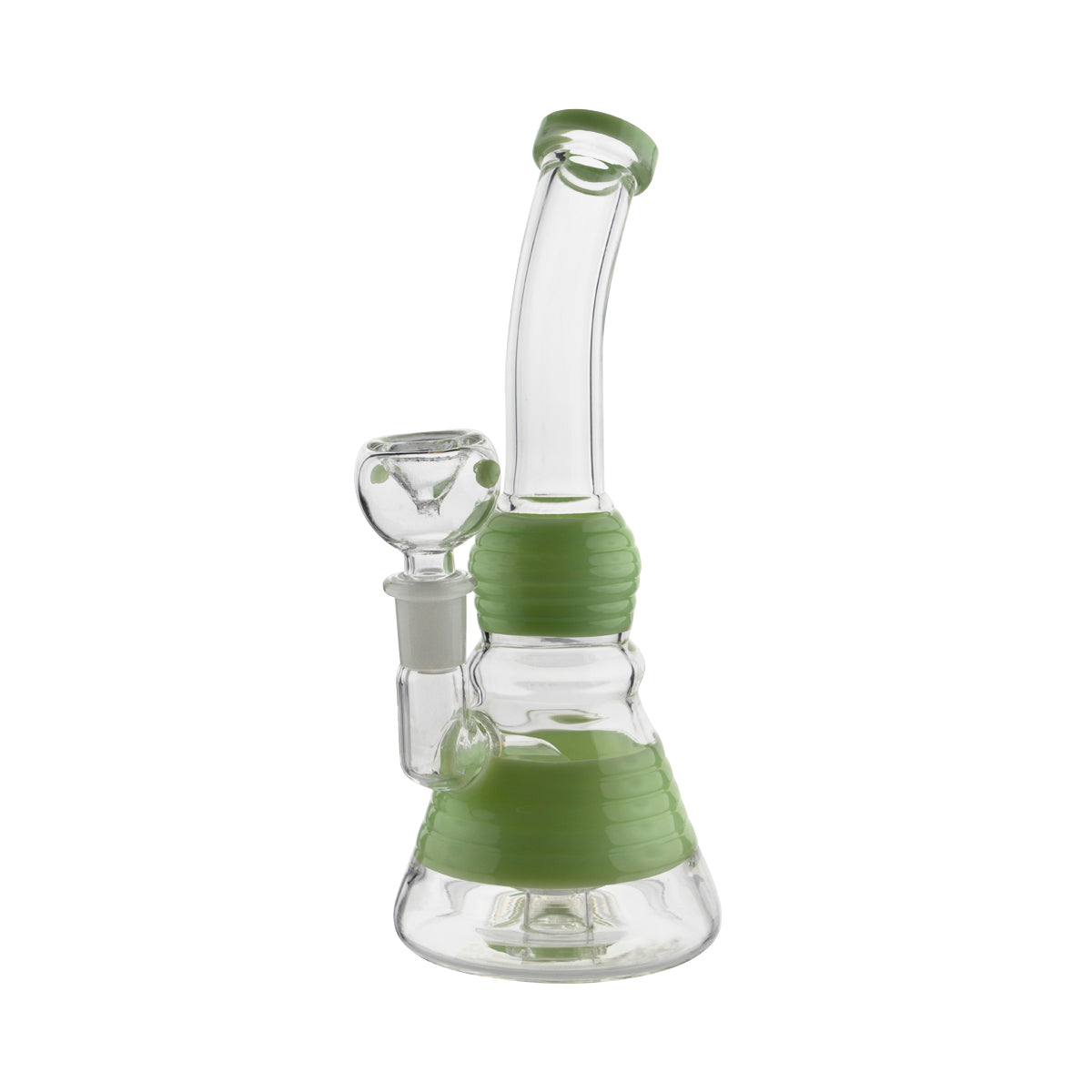 Water Pipe | Bent Neck Beaker | 8" - 14mm Glass Bong Biohazard Inc Green  