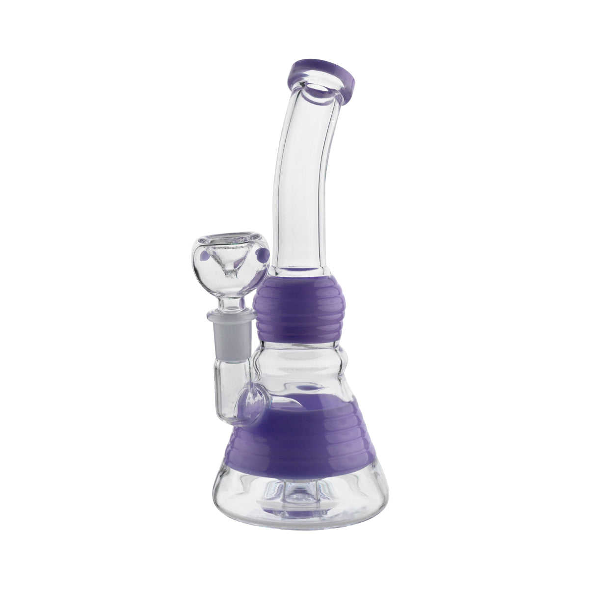 Water Pipe | Bent Neck Beaker | 8" - 14mm Glass Bong Biohazard Inc Purple  