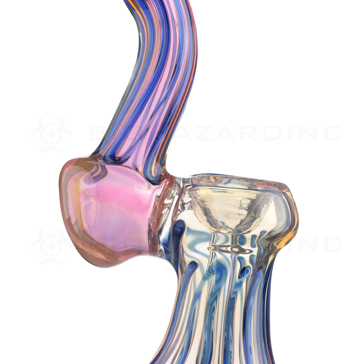 Bubbler | Colorful Gold Fumed Bubbler | 7" - Gold Glass Bubbler Biohazard Inc   