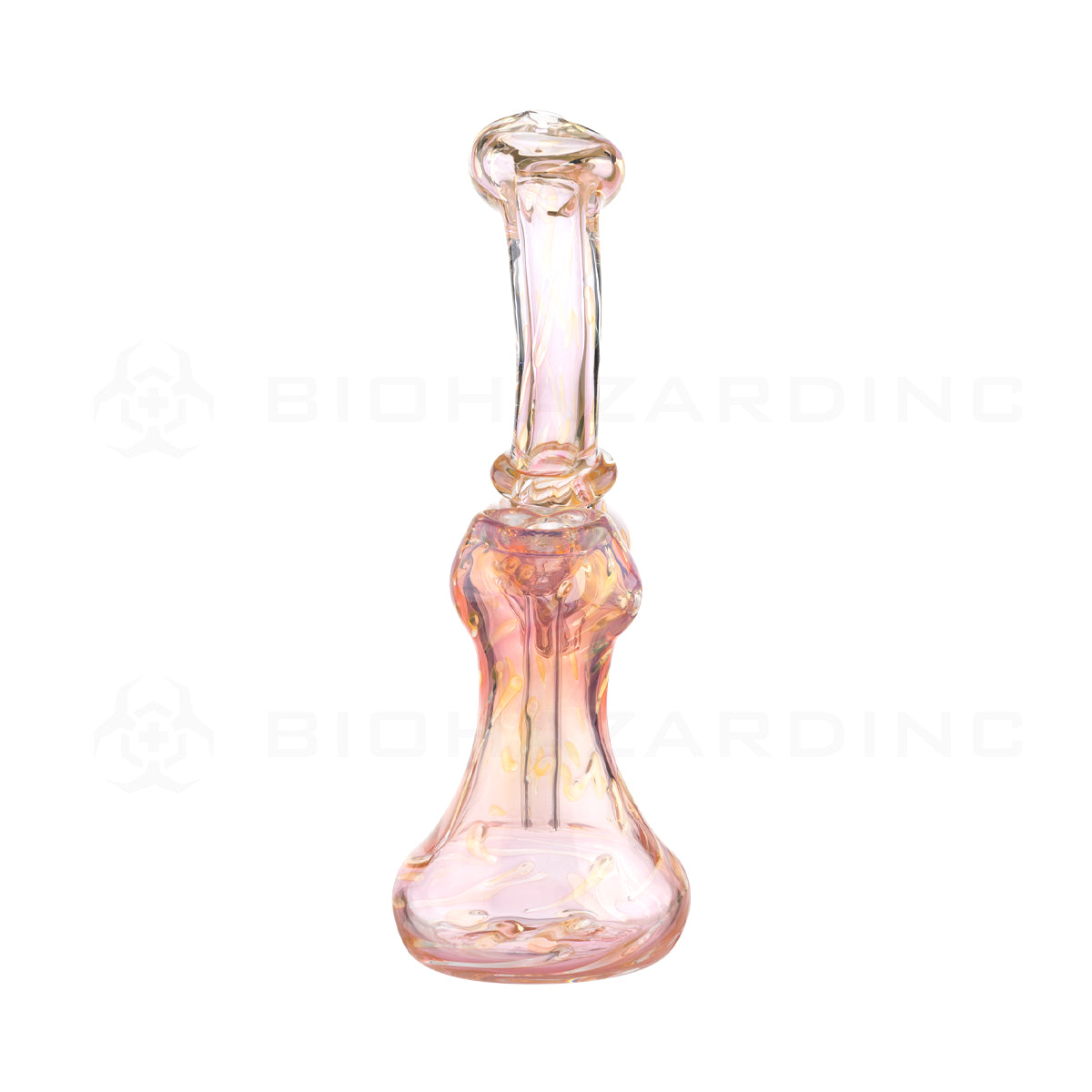 Bubbler | Colorful Gold Fumed Bubbler | 7" - Gold Glass Bubbler Biohazard Inc   