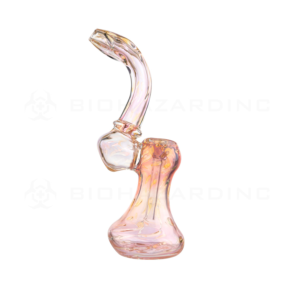 Bubbler | Colorful Gold Fumed Bubbler | 7" - Gold Glass Bubbler Biohazard Inc   