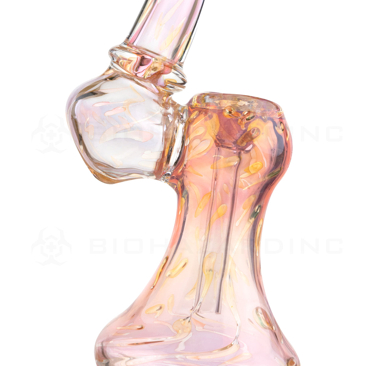 Bubbler | Colorful Gold Fumed Bubbler | 7" - Gold Glass Bubbler Biohazard Inc   