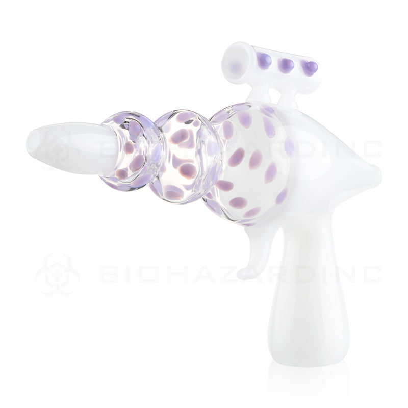 Novelty | Ray Gun Glass Hand Pipe | 9" - Glass - White/Purple Novelty Hand Pipe Biohazard Inc   