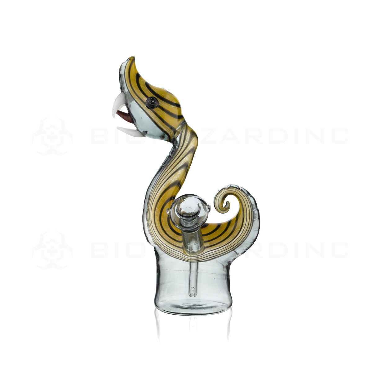 Novelty | Hypnotic Snake Glass Water Pipe | 9" - Glass - Golden  Biohazard Inc   