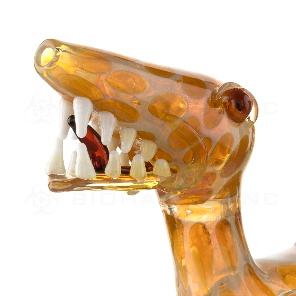 Novelty | Honey Comb Dinosaur Water Pipe | 5" - Glass - Yellow  Biohazard Inc   