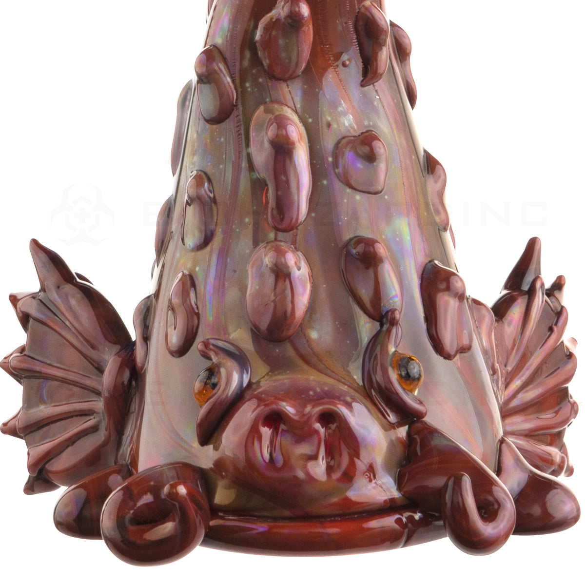 Novelty | Artistic Arched Fish Water Pipe | 6" - Glass - Brown & Red Novelty Bong Biohazard Inc   