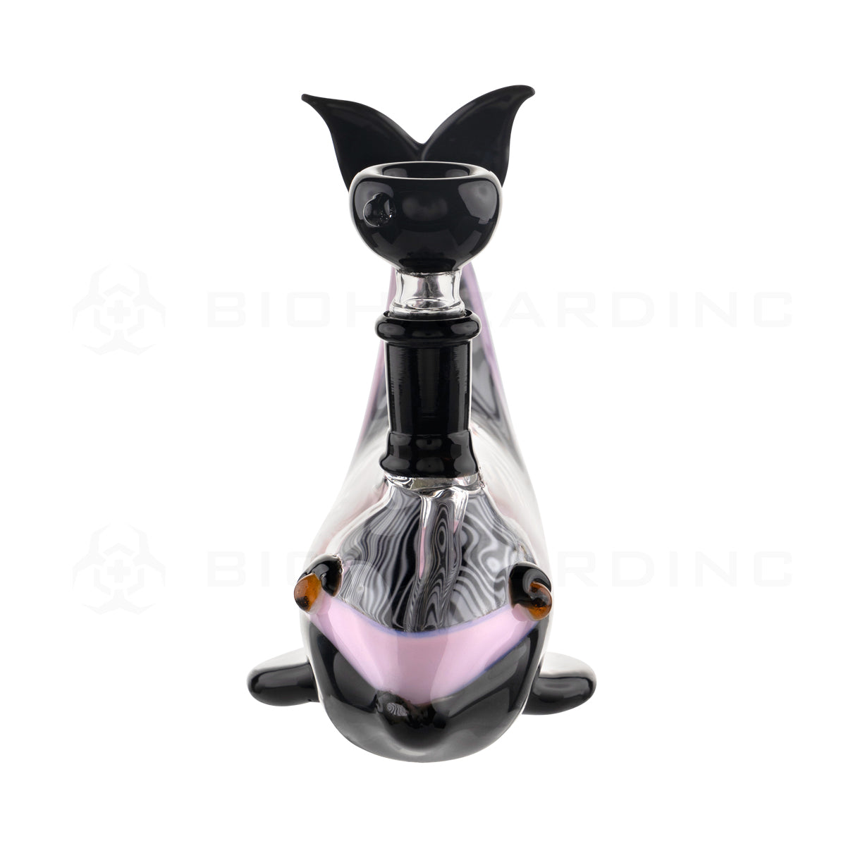 Novelty| Dolphin Glass Hand pipe| 6"- Glass - Black Novelty Hand Pipe Biohazard Inc   