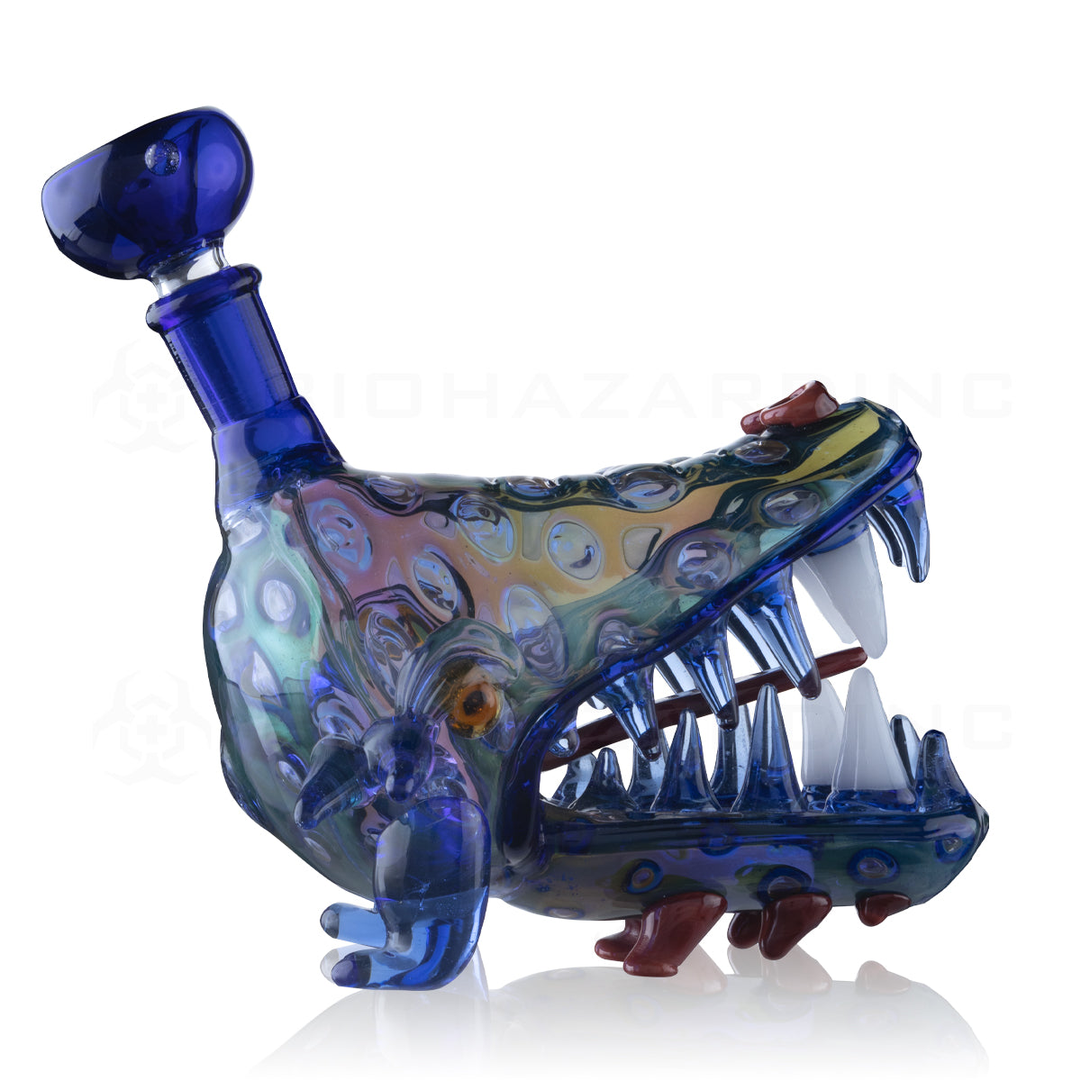 Novelty | Water Dragon Water Pipe | 6" - Glass - Blue Fumed Novelty Hand Pipe Biohazard Inc   