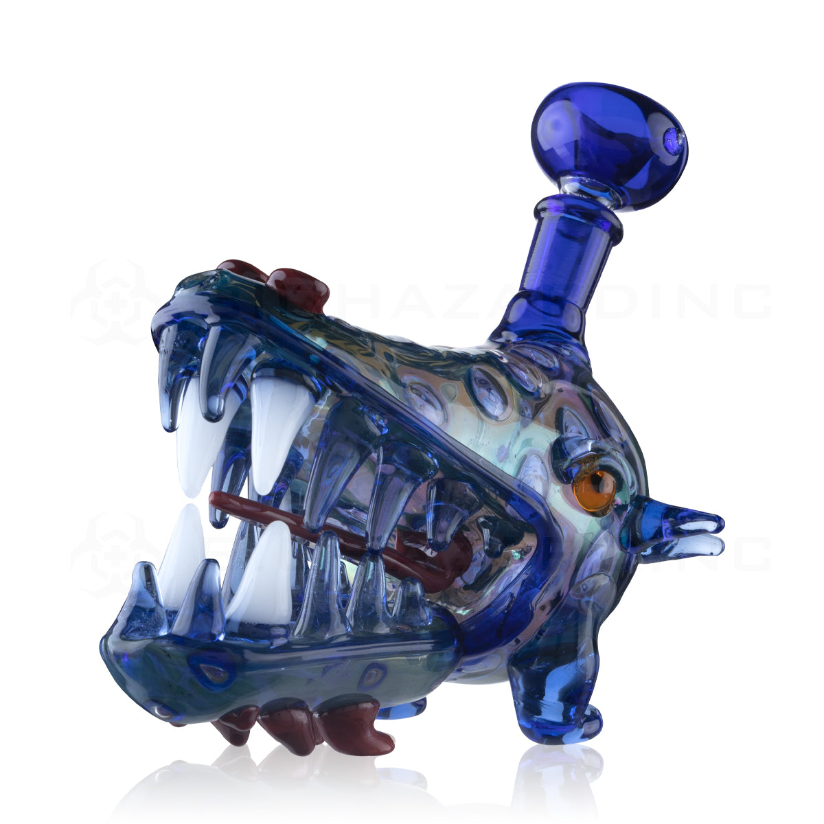 Novelty | Water Dragon Water Pipe | 6" - Glass - Blue Fumed Novelty Hand Pipe Biohazard Inc   