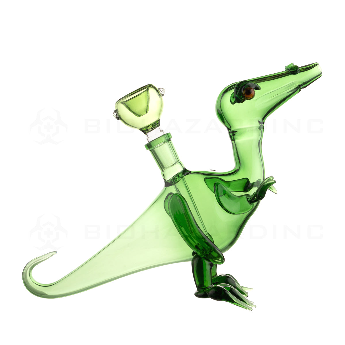 Novelty | Velociraptor Dinosaur Water Pipe | 7" - Glass - Green Novelty Bong Biohazard Inc   