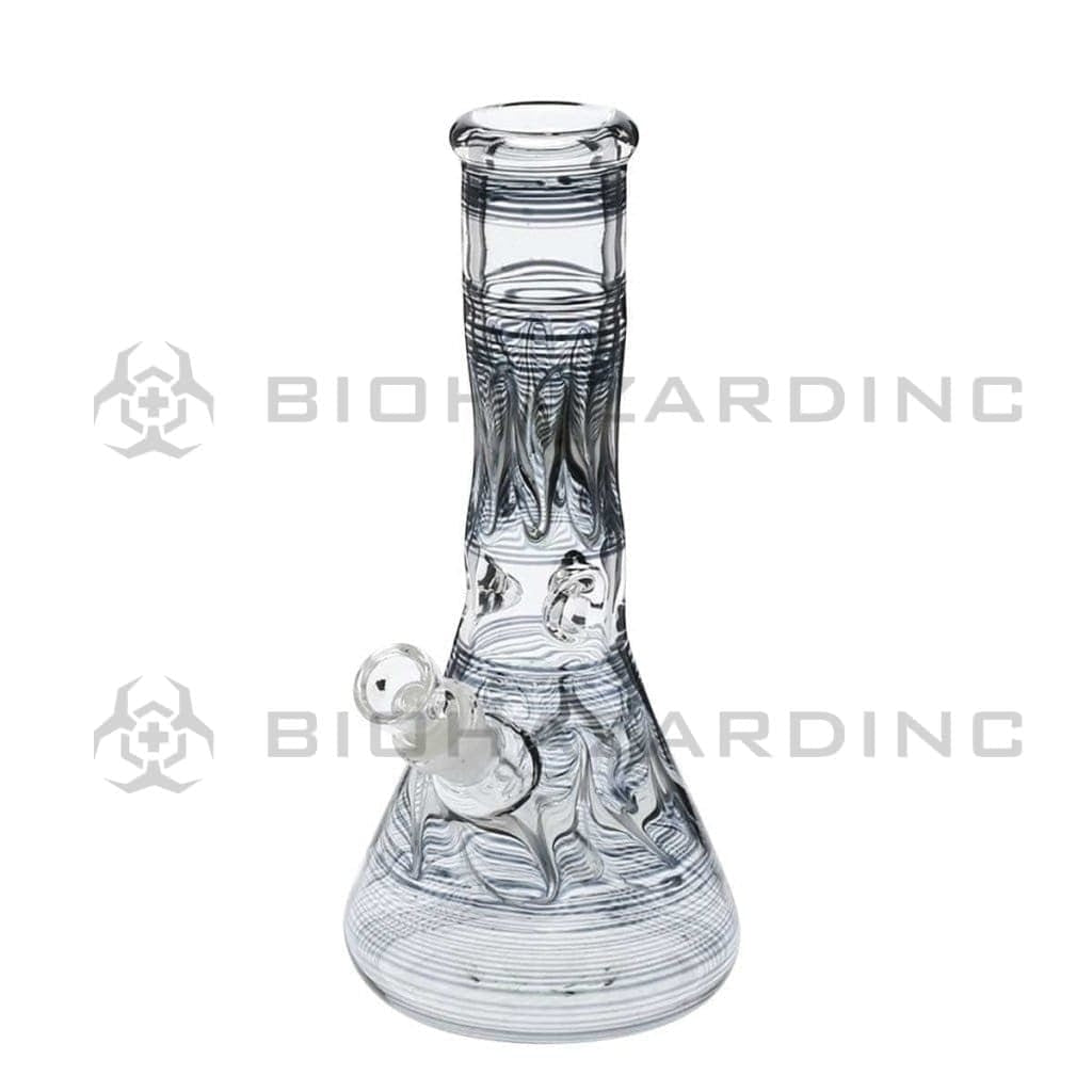 Wrap & Rake | Artistic Beaker Water Pipe | 10" - 19mm - Black Glass Bong Biohazard Inc   