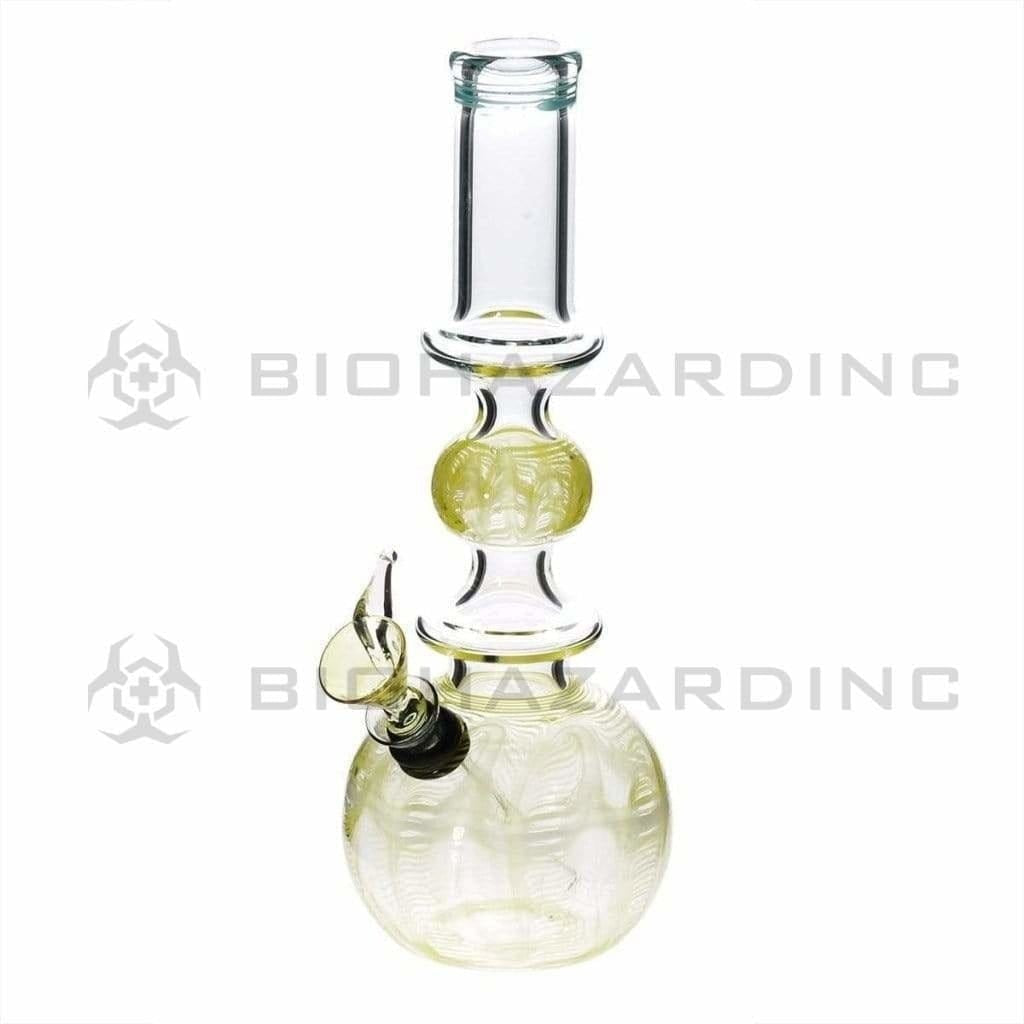 Wrap & Rake | Ring Bubble Water Pipe w/ Slider Bowl | 10" - Slide - Various Colors Glass Bong Biohazard Inc Yellow  