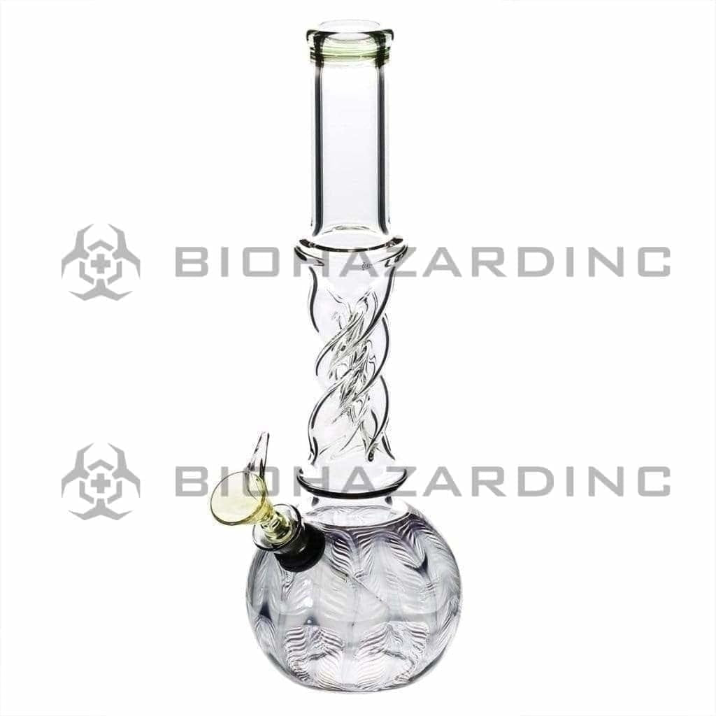 Wrap & Rake | Twister Water Pipe w/ Slider Bowl | 10" - Slide - Various Colors Glass Bong Biohazard Inc Black  