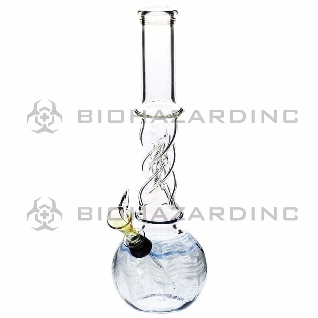 Wrap & Rake | Twister Water Pipe w/ Slider Bowl | 10" - Slide - Various Colors Glass Bong Biohazard Inc Blue  