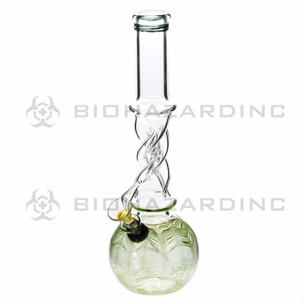 Wrap & Rake | Twister Water Pipe w/ Slider Bowl | 10" - Slide - Various Colors Glass Bong Biohazard Inc Green  