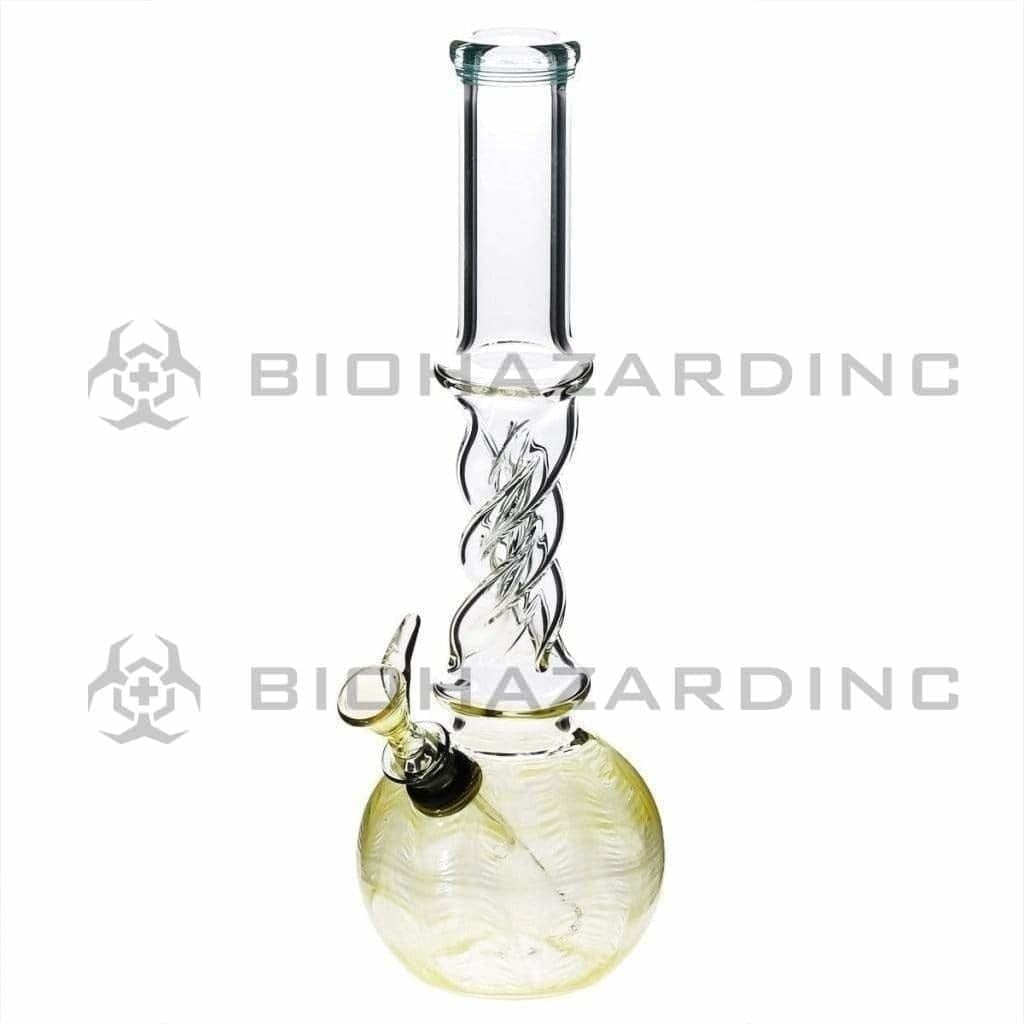 Wrap & Rake | Twister Water Pipe w/ Slider Bowl | 10" - Slide - Various Colors Glass Bong Biohazard Inc Yellow  