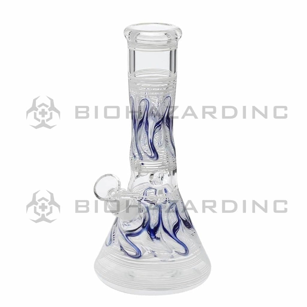 Wrap & Rake | Artistic Beaker Water Pipe | 10" - 19mm - White Glass Bong Biohazard Inc   