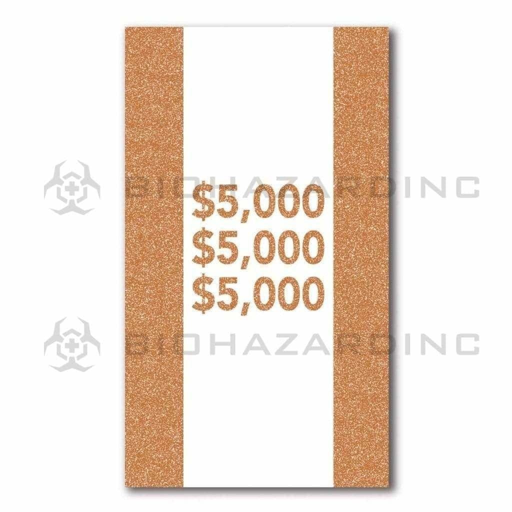 $5,000 Brown Currency Strap - 100 Bill Capacity | 1,000 Count Currency Strap Biohazard Inc   