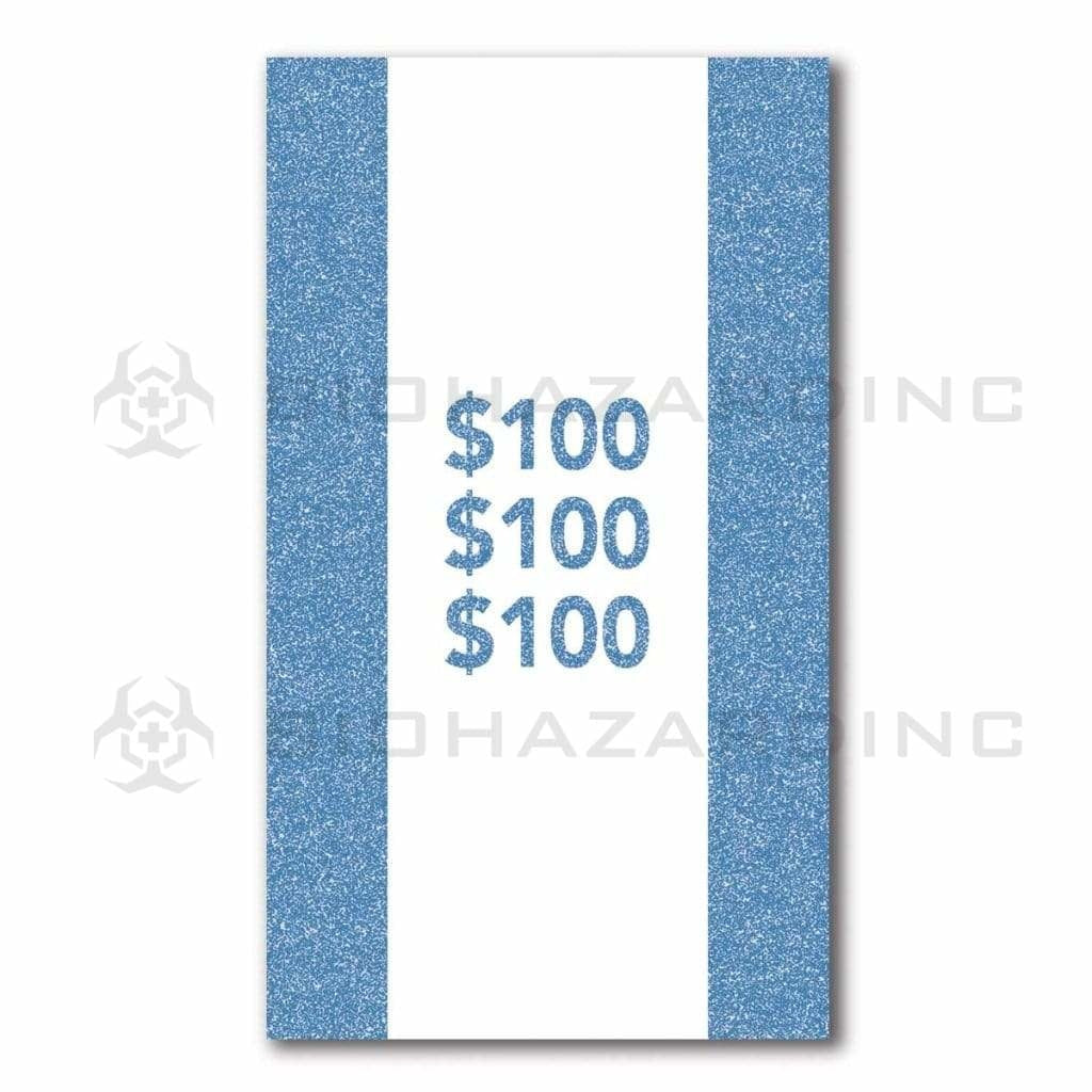 $100 Blue Currency Strap - 100 Bill Capacity | 1,000 Count Currency Strap Biohazard Inc   