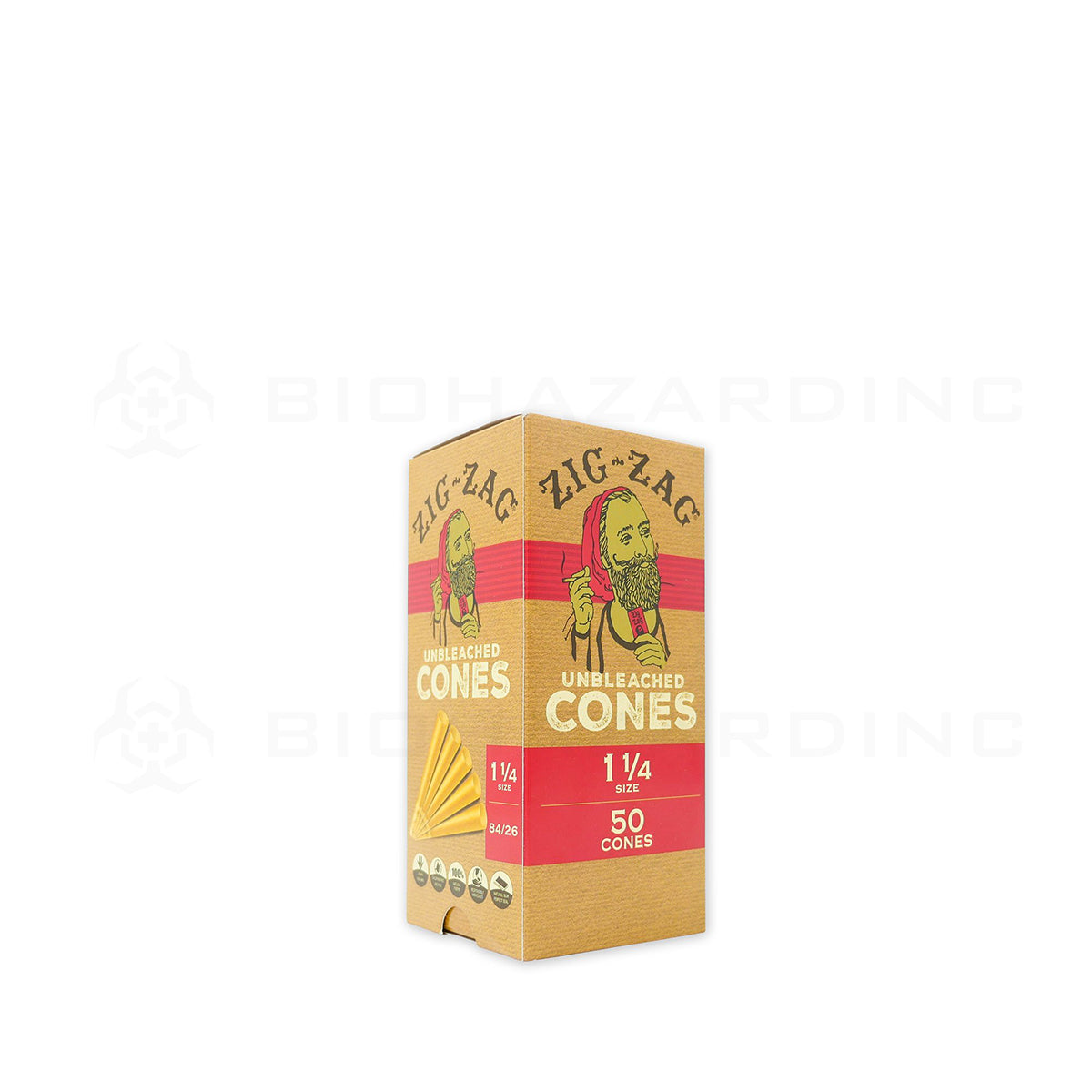 Zig-Zag® | Pre-Rolled Cones 1¼ Size | 78mm - Unbleached Brown - 50 Count Pre-Rolled Cones Zig Zag   