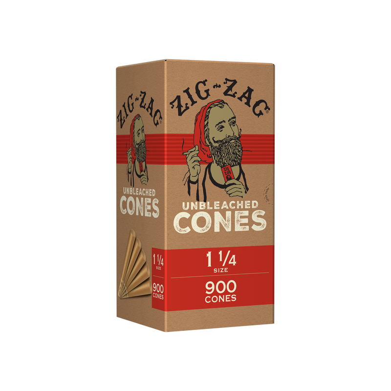 Zig-Zag® | Pre-Rolled Cones 1¼ Size | 78mm - Unbleached Brown - 900 Count Pre-Rolled Cones Zig Zag   
