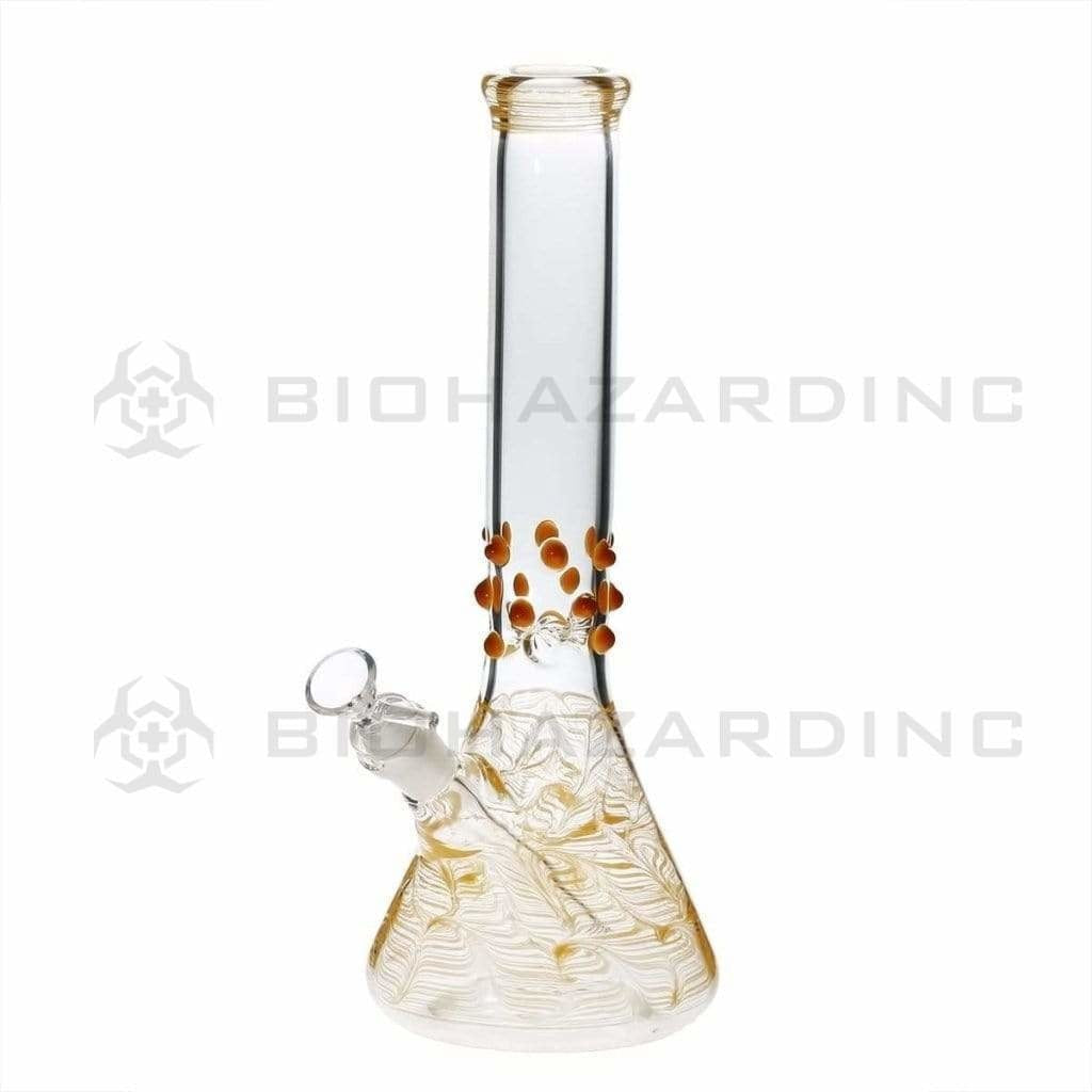 Wrap & Rake | Artistic Beaker Water Pipe | 12" - 19mm - Various Colors Glass Bong Biohazard Inc Yellow  