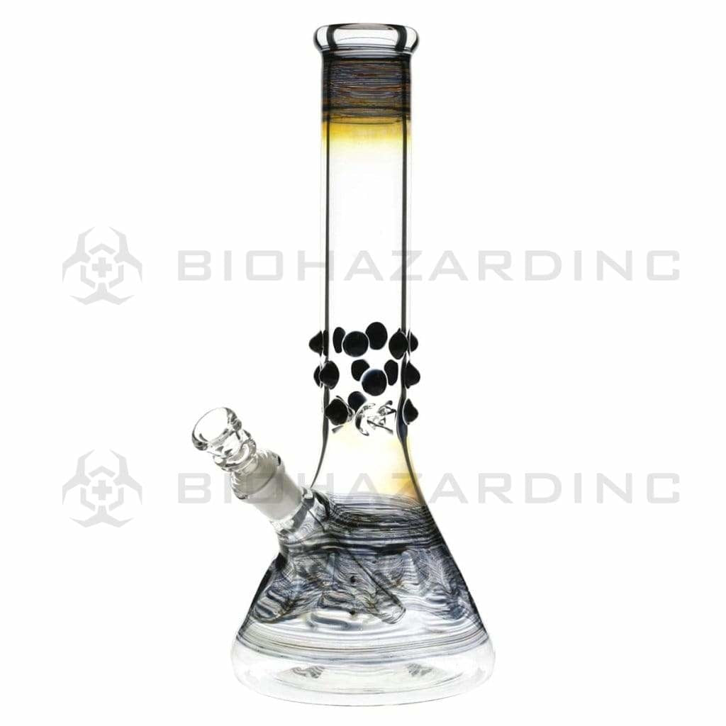 Wrap & Rake | Artistic Beaker Water Pipe | 12" - 19mm - Various Colors Glass Bong Biohazard Inc Black  